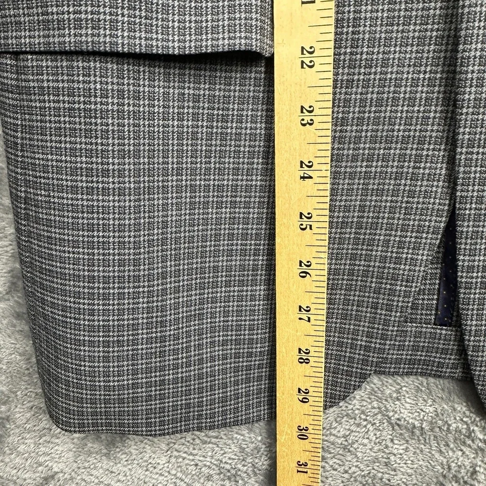 Michael Kors Blazer Jacket Men's 38R Gray Small Check Wool Blend Business Preppy